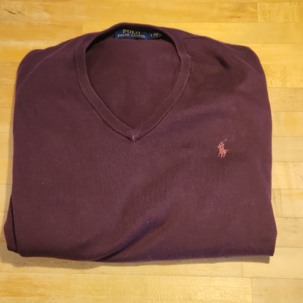 Polo by Ralph Lauren Men's Pima Cotton V-Neck Sweater In Burgundy